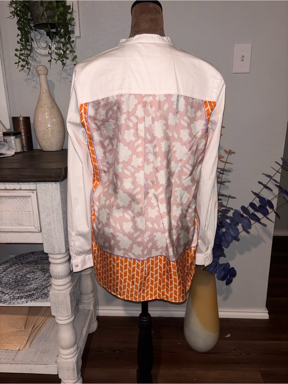 Le Sarte Pettegole Italian Designer White Tunic Orange Geometric Side Panels 42 - Picture 3 of 11